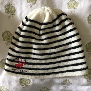 Beverly Hills polo club cream&black striped beanie
